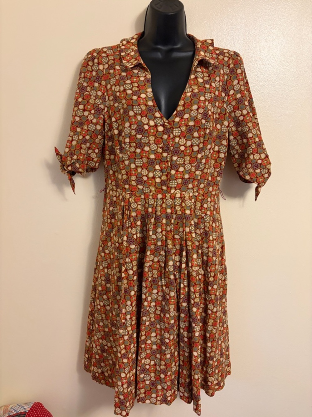 Anthrpologie edmé & esyllte Rust Multicolor Printed Collared Midi Dress